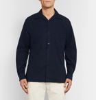 Camoshita - Camp-Collar Cotton-Flannel Shirt - Men - Navy