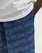 Fucking Awesome Baggy Pleated Denim Laser Stamp Shorts Blue - Mens - Casual Shorts