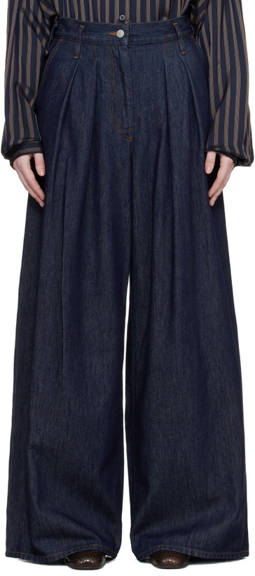 Photo: Dries Van Noten Indigo Wide Pleated Jeans