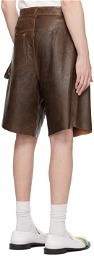 JW Anderson Brown Twisted Leather Shorts