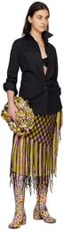 Dries Van Noten Yellow & Pink Pleated Midi Skirt