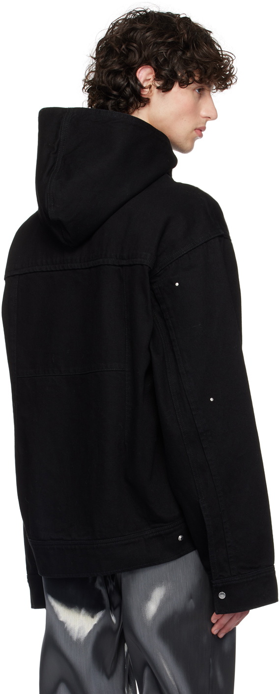 HELIOT EMIL Black Hooded Denim Jacket