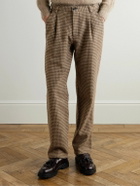 Oliver Spencer - Morton Straight-Leg Pleated Houndstooth Wool Trousers - Neutrals