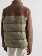 Brunello Cucinelli - Shearling-Lined Suede-Trimmed Shell Down Jacket - Brown