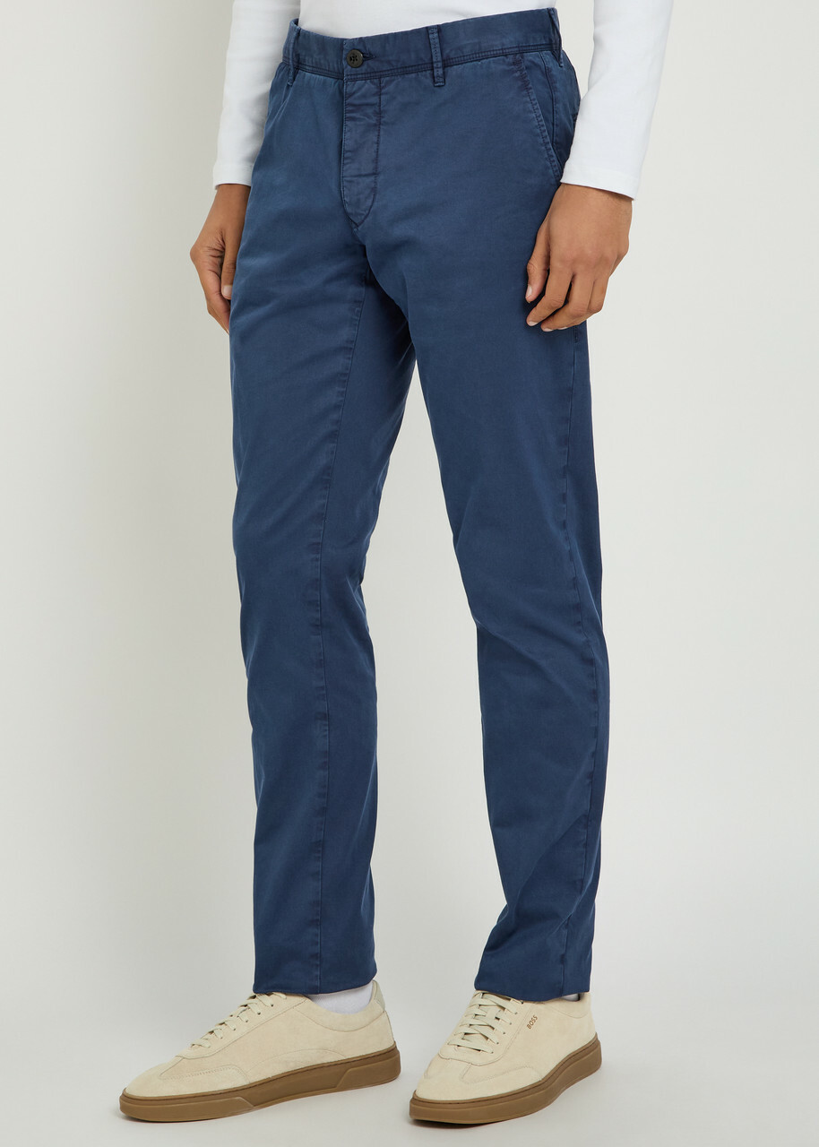Slowear Slim-leg Stretch-cotton Trousers Navy