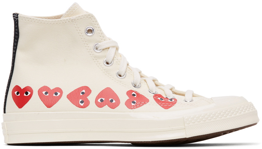 COMME des GARÇONS PLAY Off-White Converse Edition Multiple Hearts Chuck ...