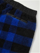 Burberry - Tapered Cotton-Blend Twill-Trimmed Checked Fleece Sweatpants - Blue