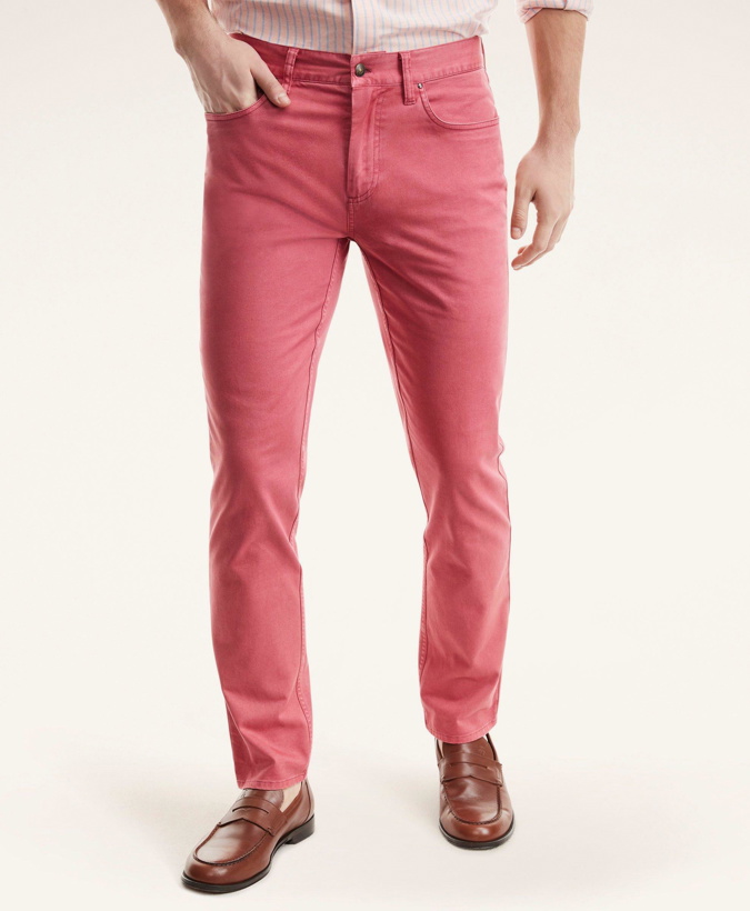 Photo: Brooks Brothers Men's Five-Pocket Stretch Cotton Twill Pants | Red