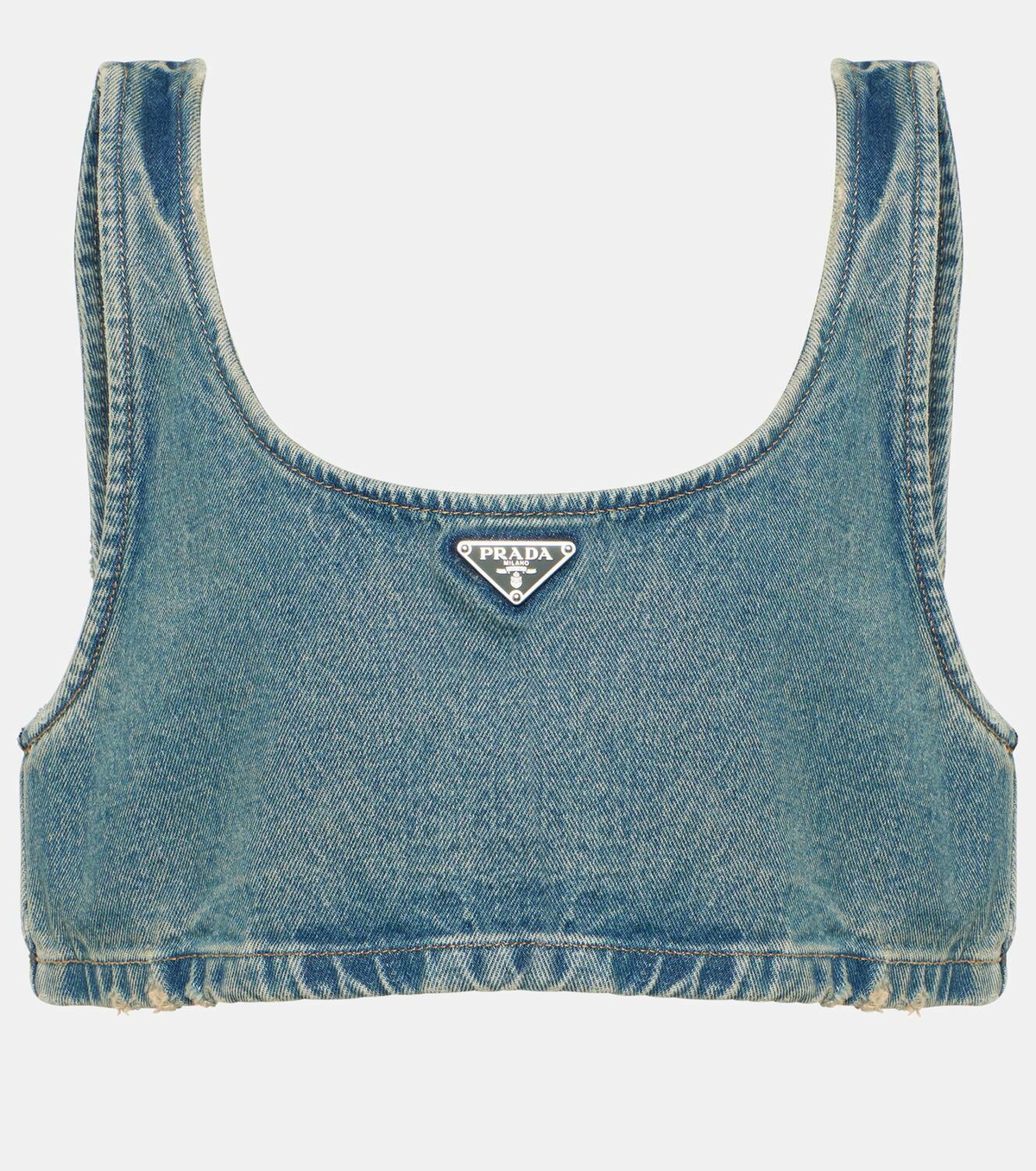 Prada Logo denim bra top Prada