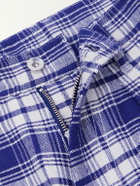 Story mfg. - Lush Wide-Leg Checked Organic Cotton Trousers - Blue