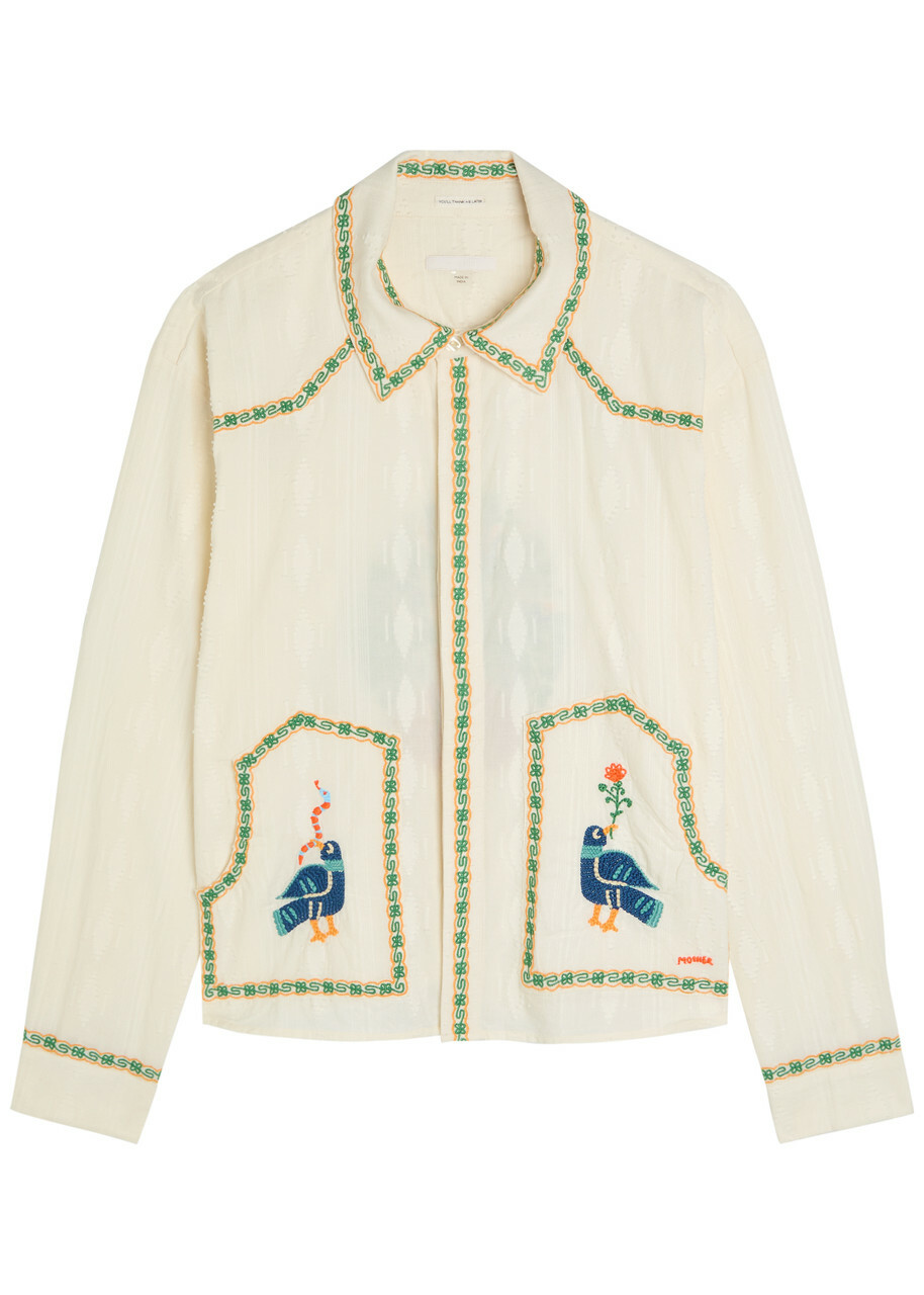 Mother The Peasent Poet Embroidered Cotton Shirt White