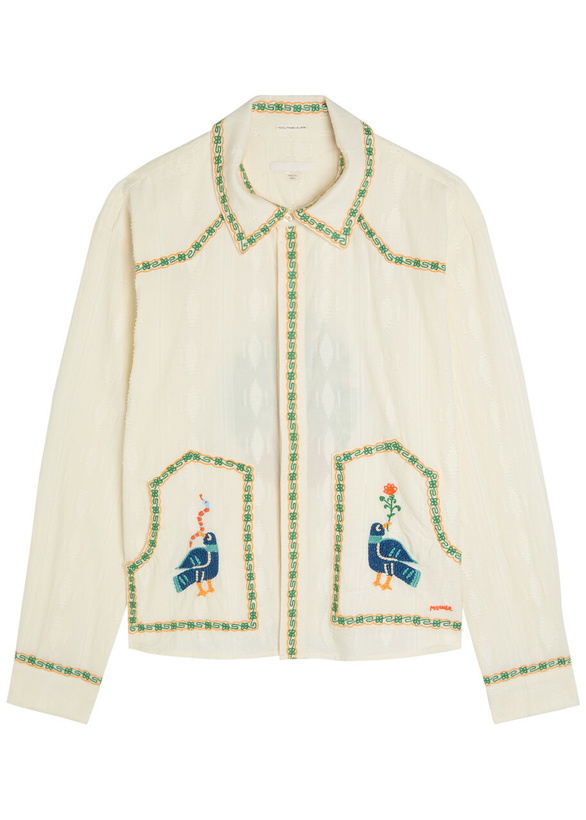 Photo: Mother The Peasent Poet Embroidered Cotton Shirt White