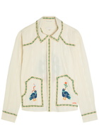 Mother The Peasent Poet Embroidered Cotton Shirt White