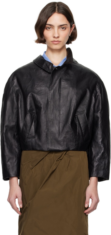 Photo: Bally Black Coated Leather Jacket