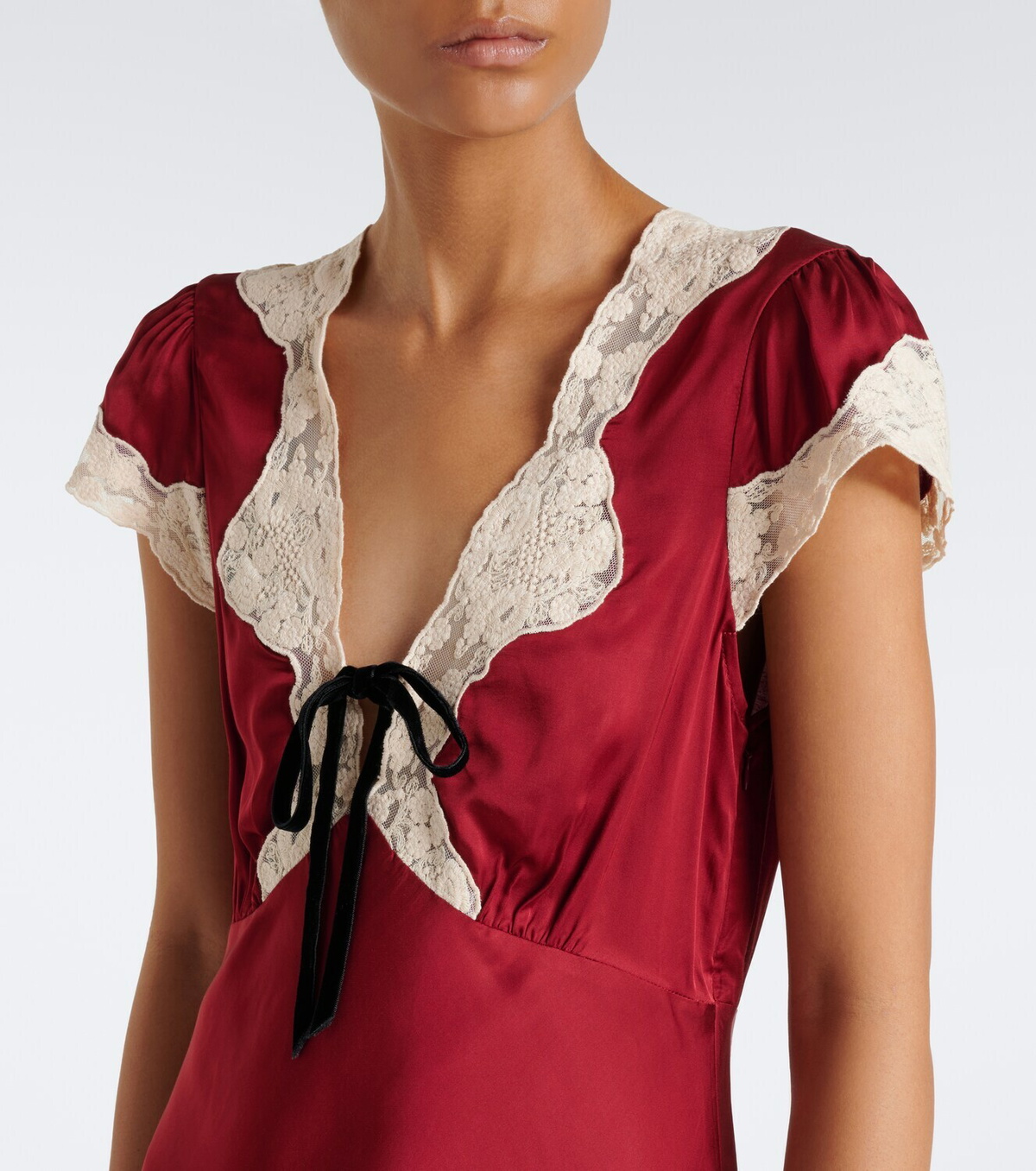 Rixo Lacie lace-trimmed satin minidress