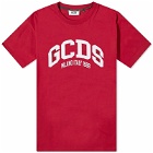 GCDS Men's College Logo T-Shirt in Bordeaux