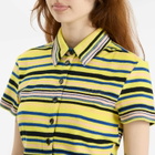 Adidas Women's Towel Button-Up T-Shirt in Pure Sulfur/Blue/Black/Pink