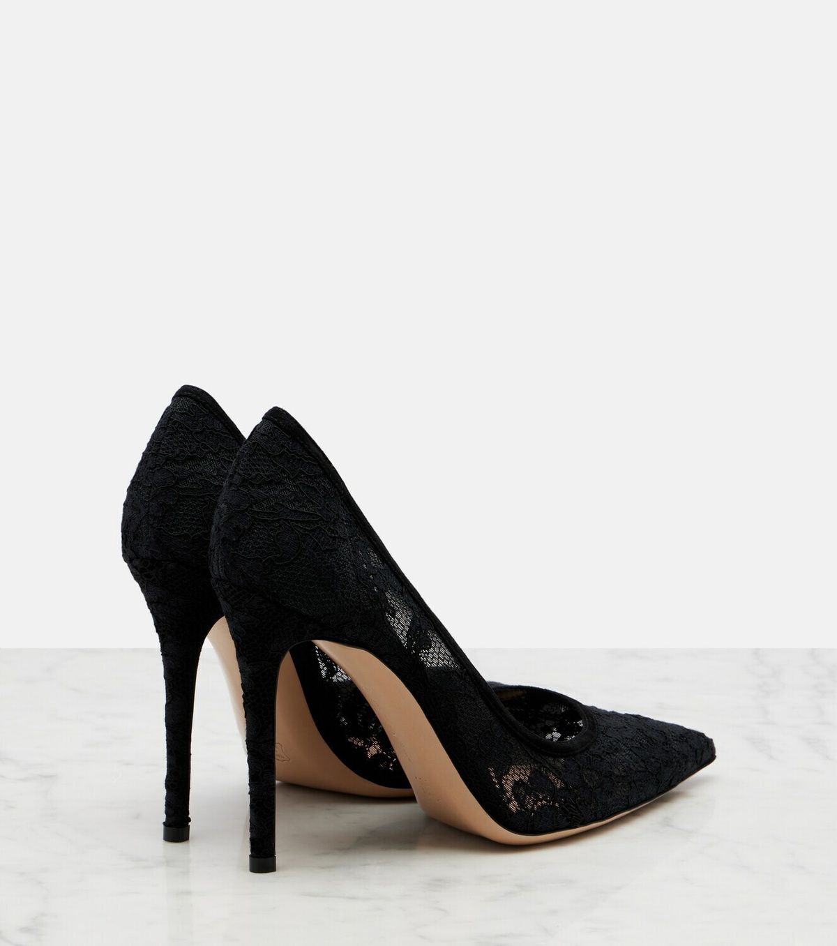 Gianvito Rossi Claudia suede-trimmed lace pumps