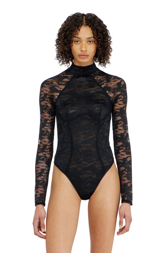 Photo: Diesel Bodysuit in nylon lace with open back - Bodysuits Womens in Black