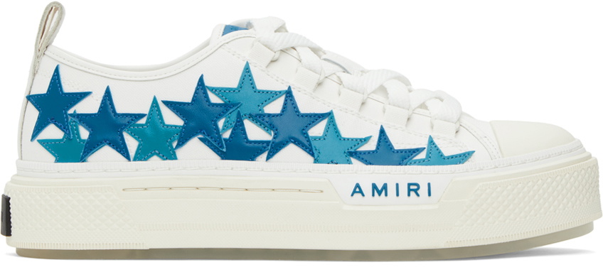 【AMIRI】ブルー＆ホワイト Stars Low スニーカー AMIRI White & Blue Stars Court Low Sneakers Amiri