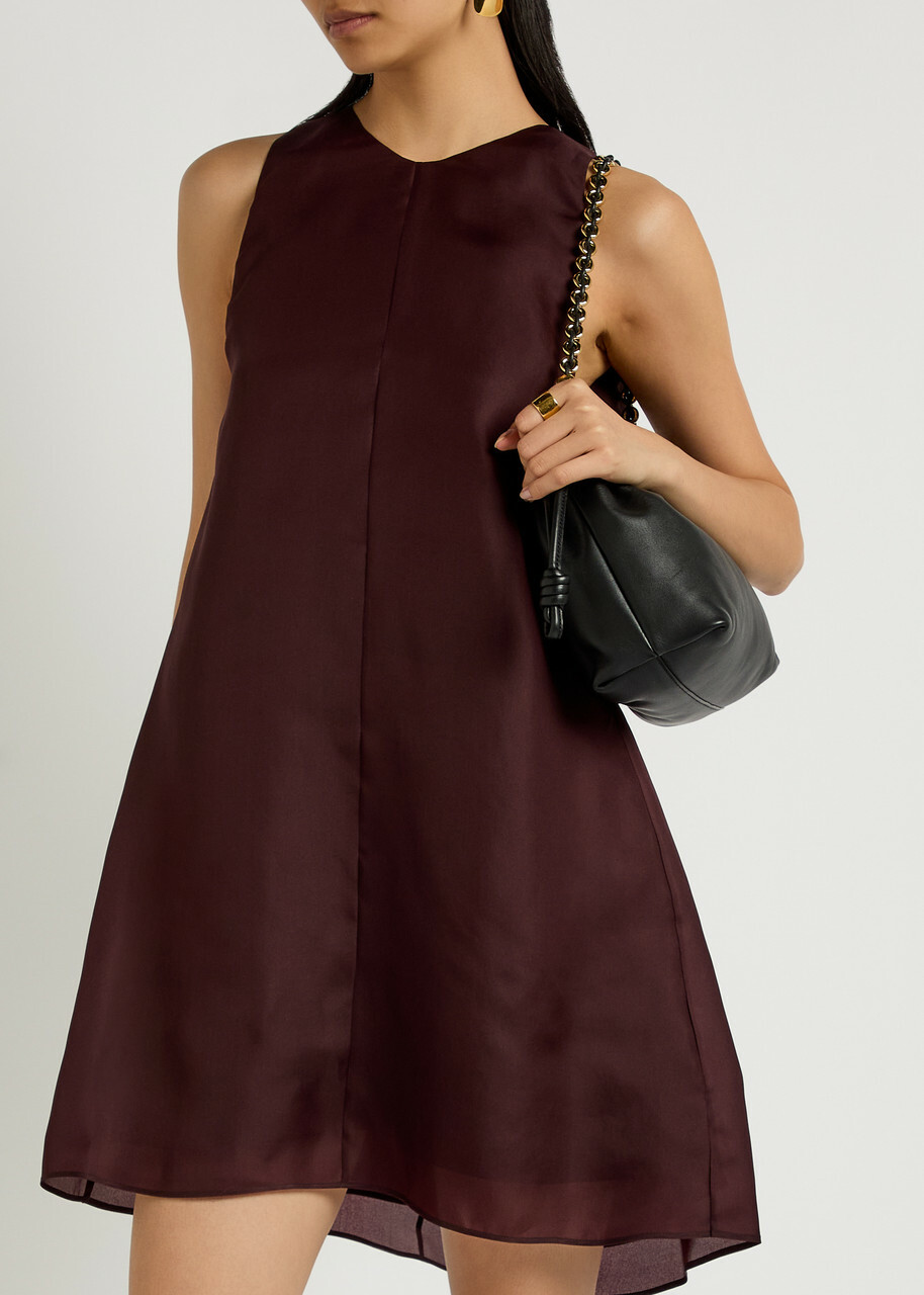 Khaite Clay Silk-organza Mini Dress Bordeaux