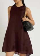 Khaite Clay Silk-organza Mini Dress Bordeaux