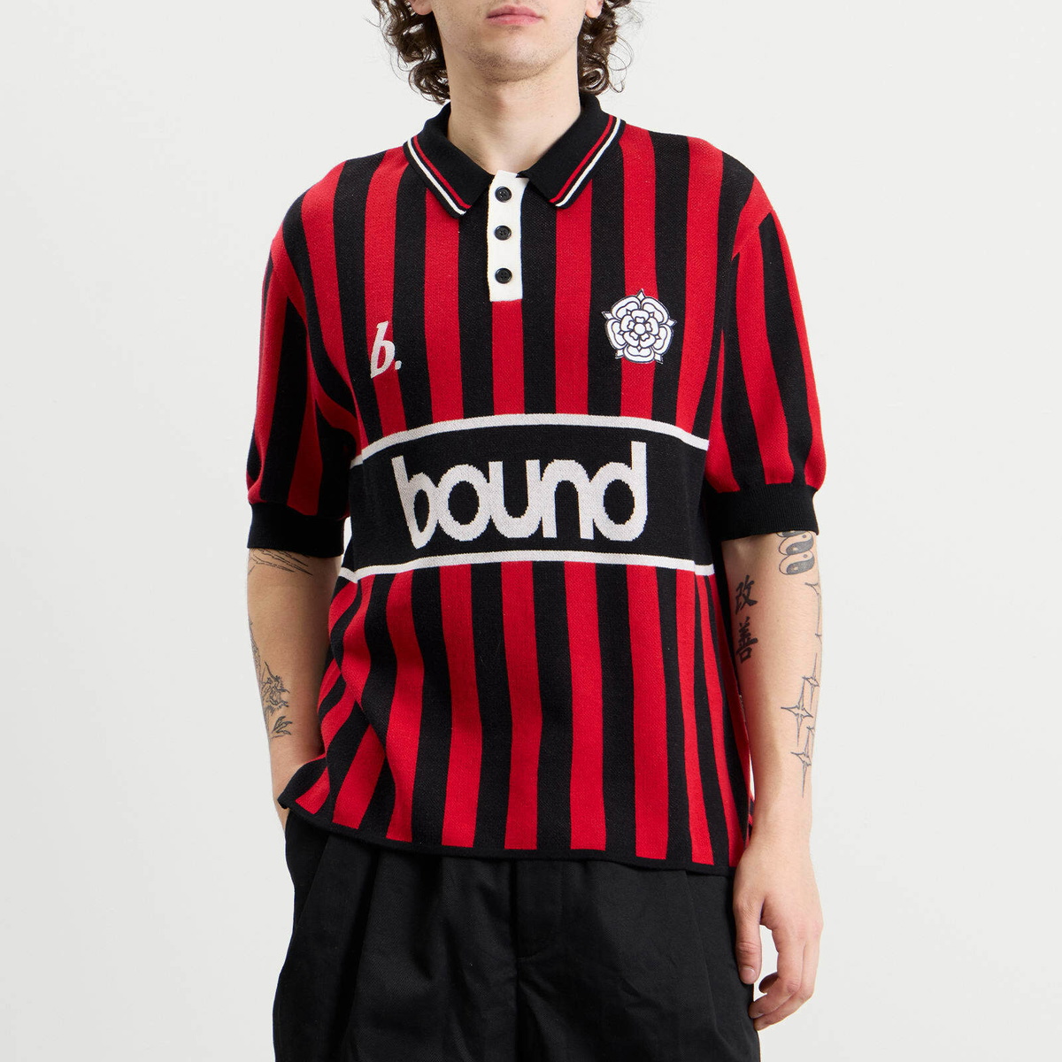 Bound Men's Lancs Knit Football Shirt in Red Stripe