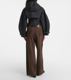 Ganni Belted cropped cotton jacket