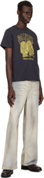 GANNI Black Basic Jersey Owls Relaxed T-shirt