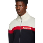 Moncler Off-White and Navy Maglione Tricot Zip Sweater