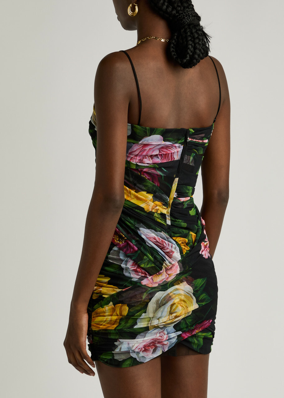 knee length dresses for ladies Dolce & Gabbana RUNWAY Floral Mesh Maxi Dress Multicolor main image 0