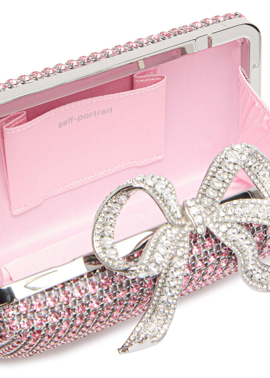 Self-portrait Crystal-embellished Satin box Clutch - Pink - One Size