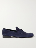 BRIONI - Lukas Leather-Trimmed Suede Tasselled Loafers - Blue