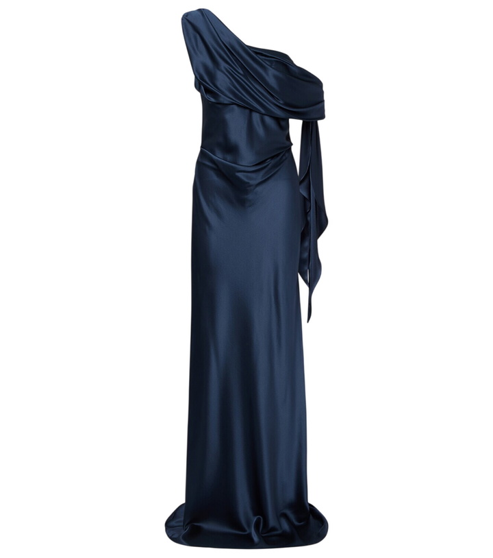 Photo: The Sei Draped one-shoulder silk charmeuse gown