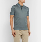 Brioni - Slim-Fit Cotton-Piqué Polo Shirt - Gray