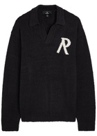 Represent Boucle Knit Cotton-blend Polo Jumper Black