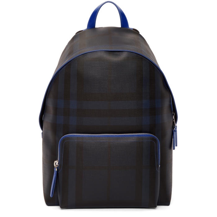 Photo: Burberry Navy and Blue London Check Backpack 
