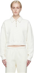 Re/Done White 90s Cropped Half-Zip Sweatshirt