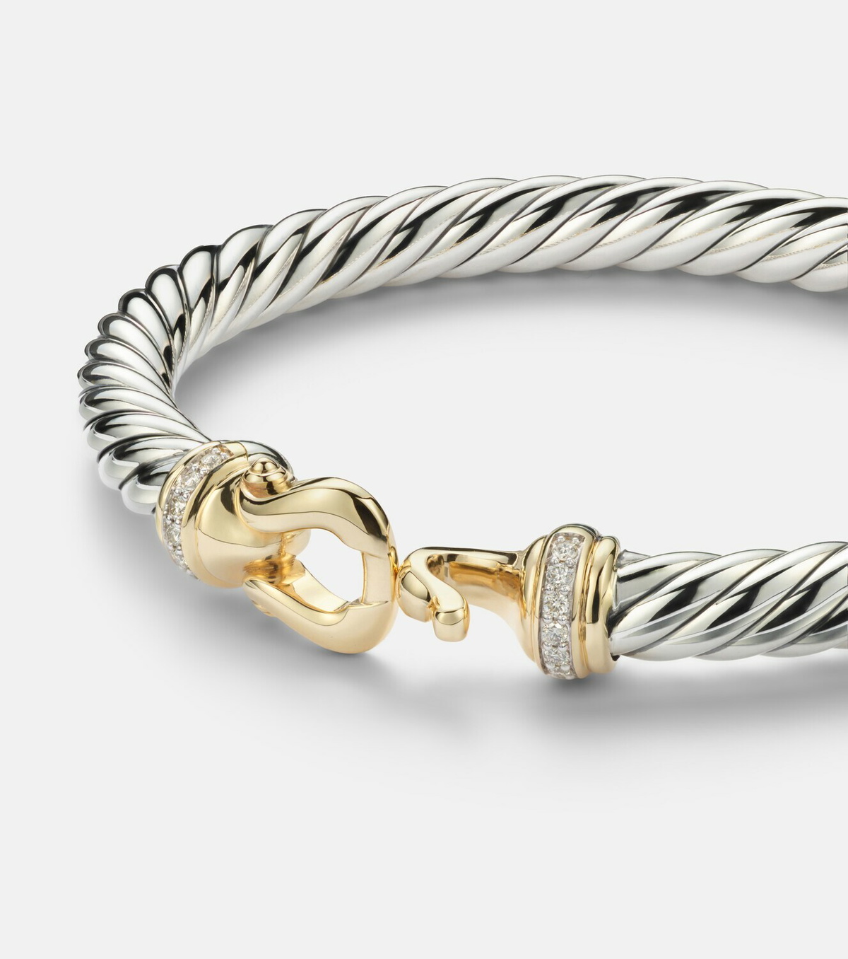 David Yurman Cable Flex® Buckle sterling silver and 14kt gold bracelet with diamonds