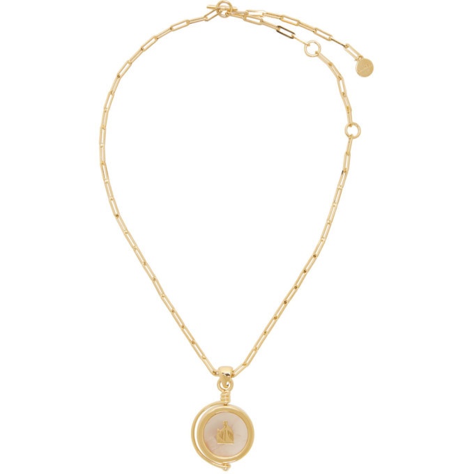Photo: Lanvin Gold and Pink Agathe Stone Pendant Necklace