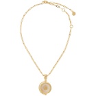 Lanvin Gold and Pink Agathe Stone Pendant Necklace