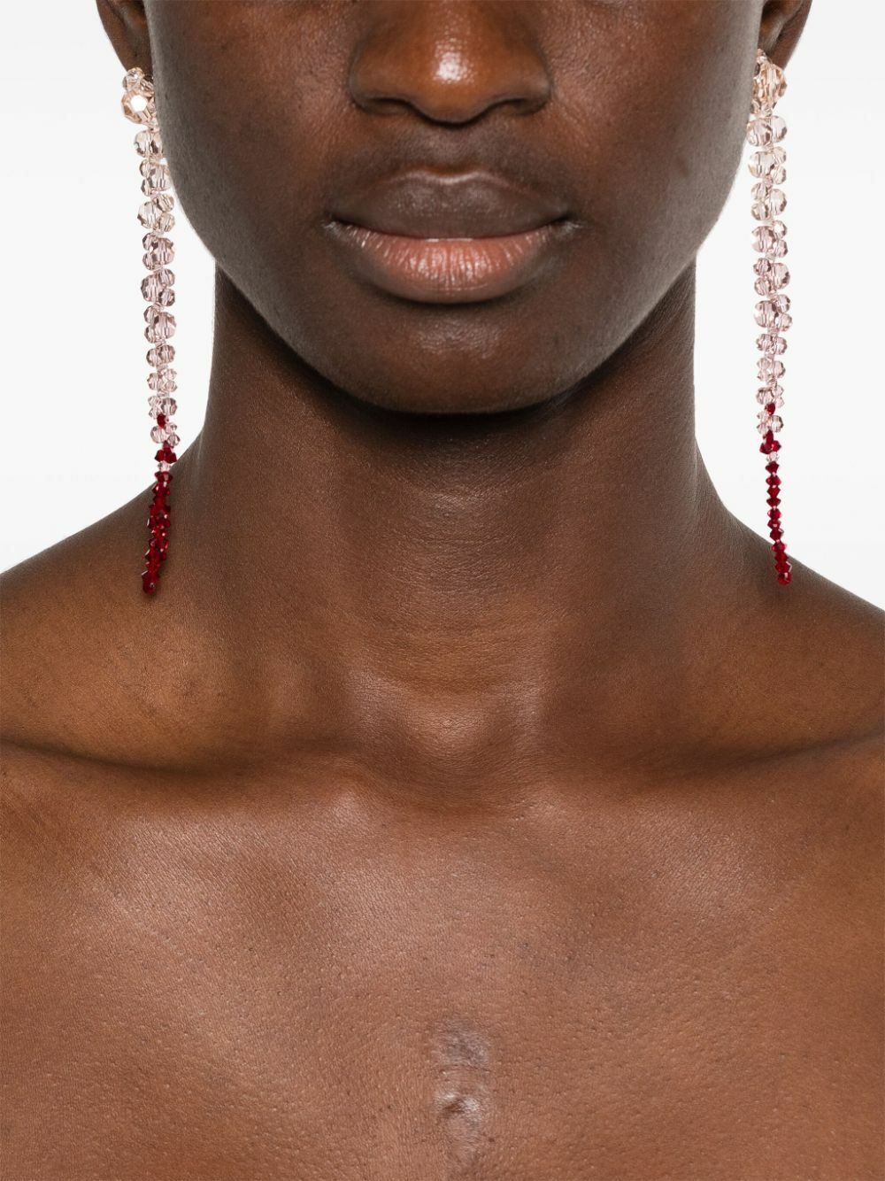 Simone Rocha Pink Crystal-Embellished Drop Earrings Simone Rocha