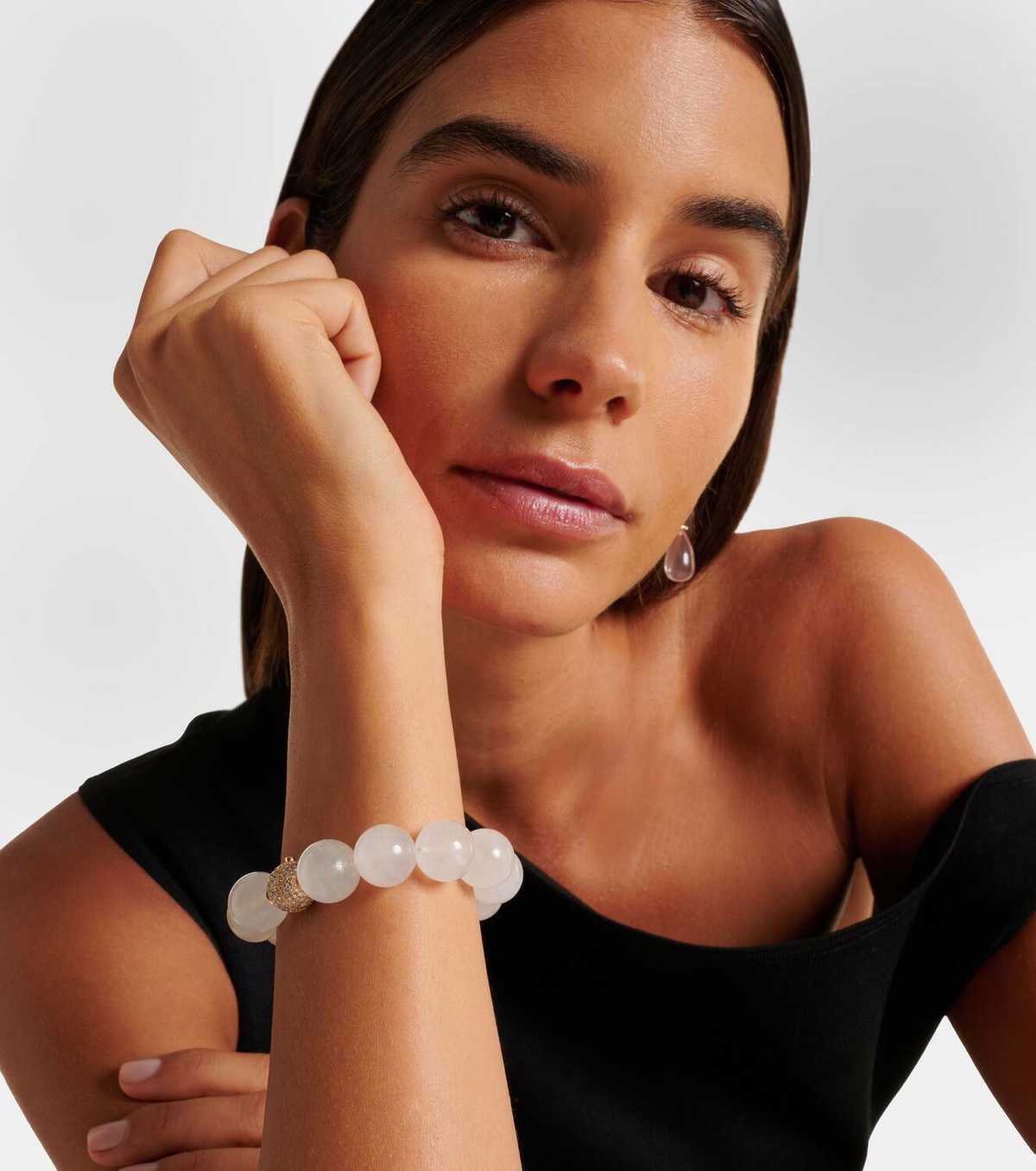 Octavia Elizabeth Riviera Orb beaded 18kt gold bracelet with moonstone and diamonds