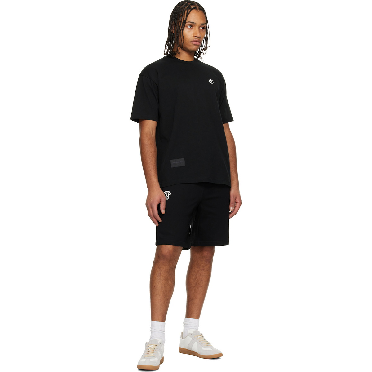 AAPE by A Bathing Ape Black 'AAPENOW' Moonface Logo Sweat Shorts