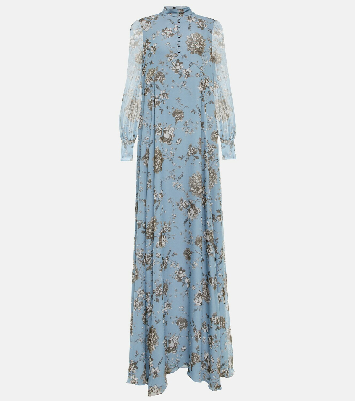 erdem dress blue Elegant Long Maxi Evening Dress In Floral Print main image 1