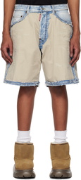 Dsquared2 Beige & Blue Super Ripped Mixed Boxer Denim Shorts