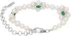 VEERT White Gold 'The Trio Flower Pearl' Bracelet