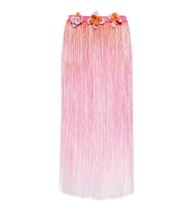 Photo: Roberta Einer Ombré leather-trimmed tassel midi skirt