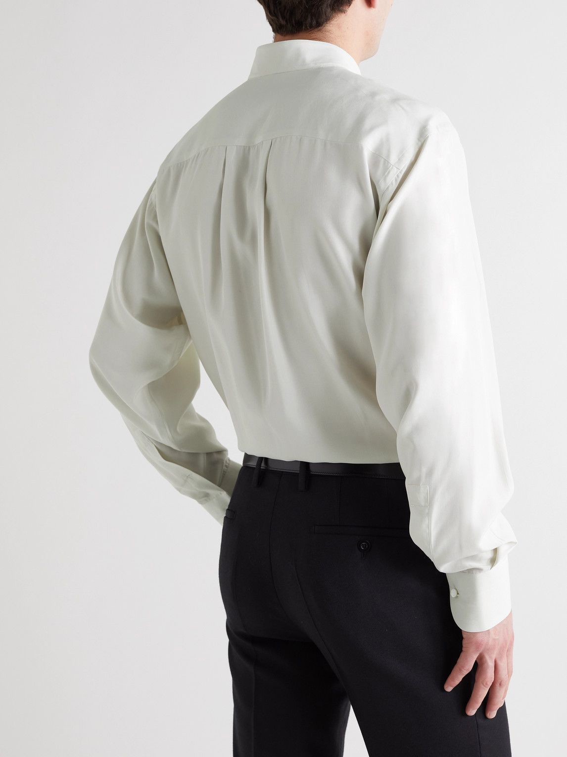 TOM FORD pleat-detail silk shirt - Neutrals