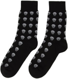 Alexander McQueen Black & White Skull Sport Short Socks